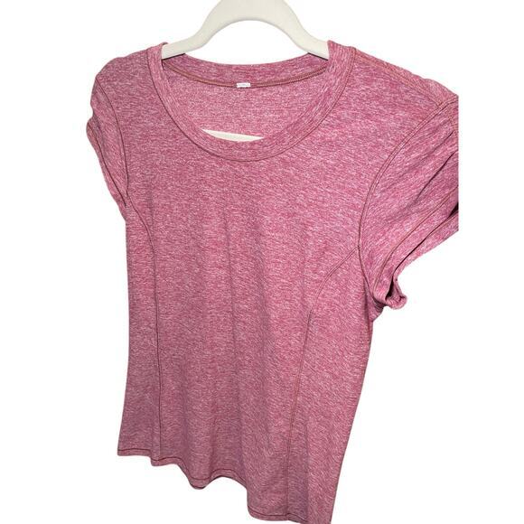 Lululemon Women 4 Time To Sweat Short Sleeve Heathered So Merlot Red Burgundy - Picture 8 of 12